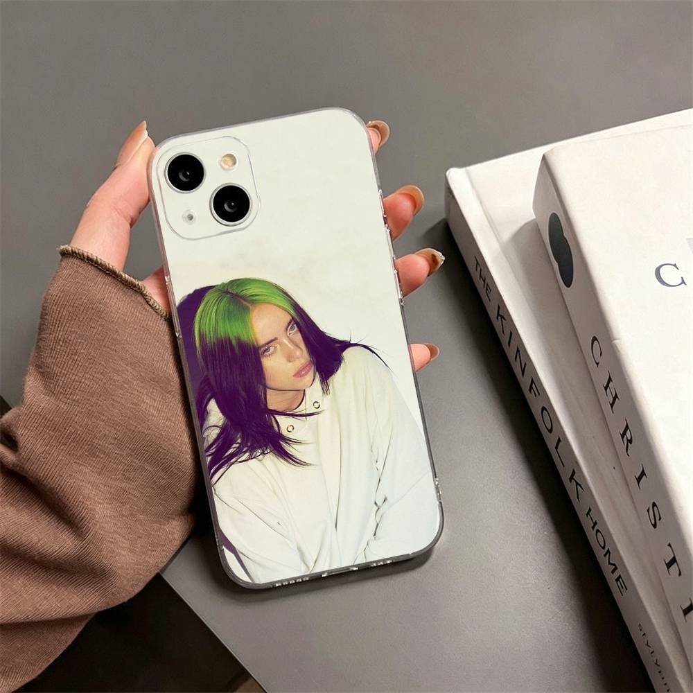 Singer B-Billie Eilish Phone Case For iPhone17,16,15,14,13,12,11 Plus,Pro Max Soft Transparent Cover