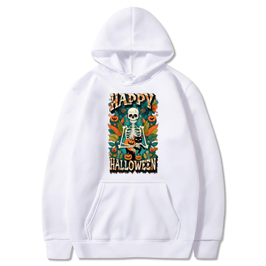 Happy Halloween Autumn Winter Fleece Hoodie Street Fashion Hoodie Men's and Women's Casual Long Sleeve Warm Hoodie