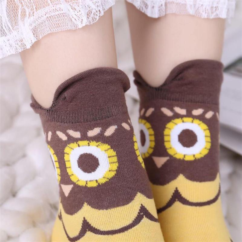 Bay Love Japanische Damen Cartoon Eulen Socken - Niedlicher Tierausdruck Baumwolle Kurzer Schaft