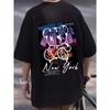 New York Art Word Cartoon Bear Sunset Scenery Design T Shirts Men Fashion Loose Summer  Oversized  Harajuku  Redtube