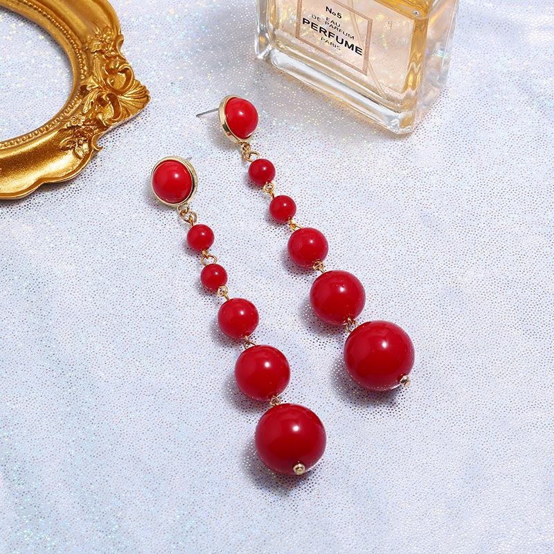 Retro personality pearl long stud earrings female versatile simple Internet celebrity temperament earrings fashion trendy earrings