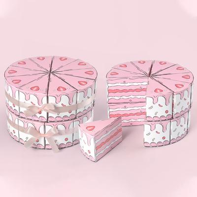 10Pc Rainbow Strawberry Cookie Candy Box Triangle Cake Shape Gift Packing Box for Kids Birthday Baby Shower School Party Decor