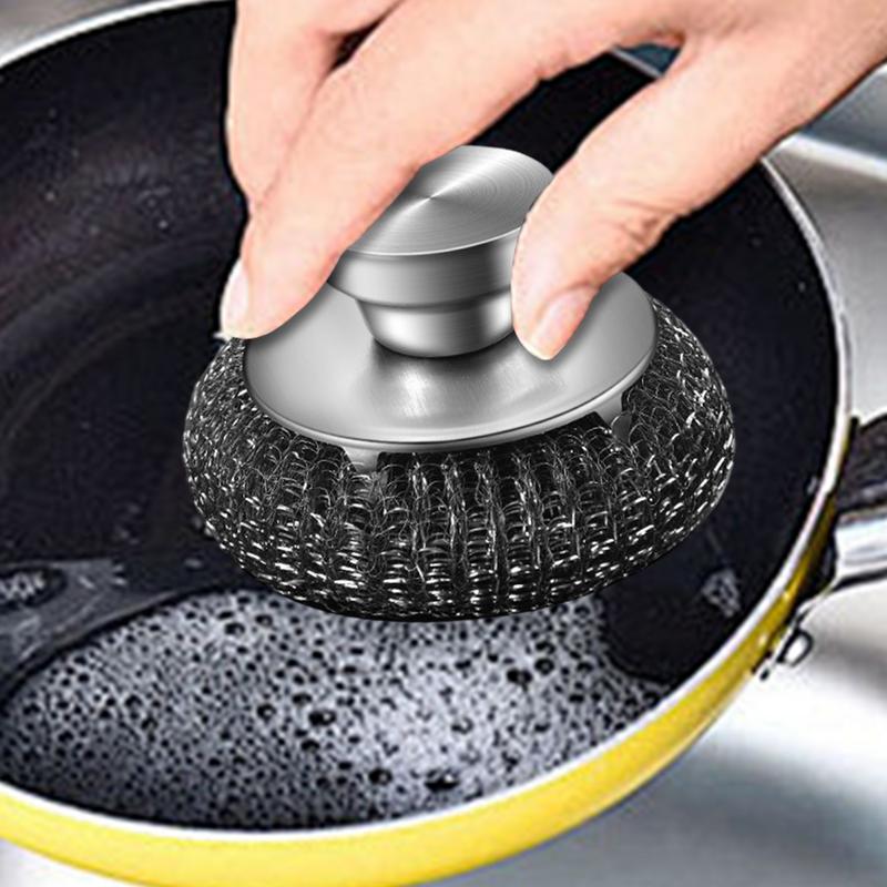 Stainless Steel Scrubber Stainless Steel Cleaning Brush Scrubber Stainless Steel Steel Wool Brush For Iron Pots Barbecue Grills