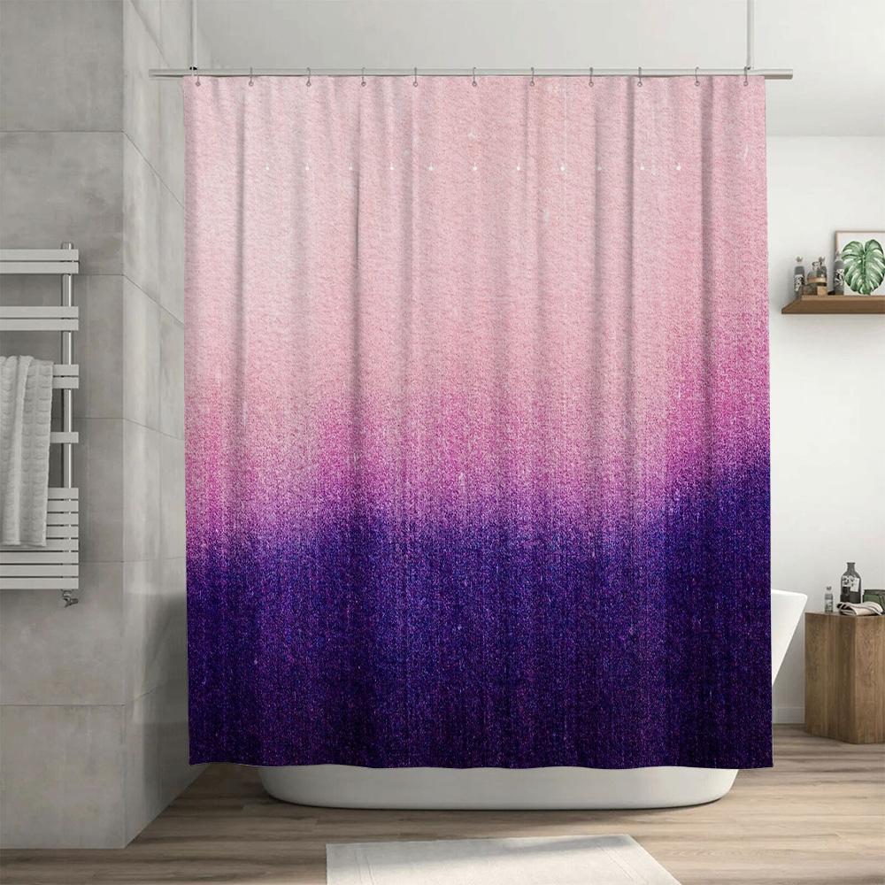 Elegant Purple Lavender Bathroom Curtain Set Modern Floral Shower Curtain Liner Waterproof Home Decor
