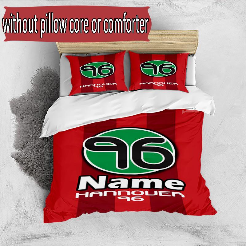 3-teiliges Bettbezug-Set (1 * Bettbezug + 2 * Kissenbezug, ohne Kern), Individuelles Namens-Hannover 96 Fußballmuster Bettwäsche-Set, Heim Schlafzimmer Dekor Geschenk