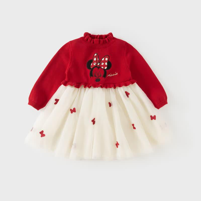 DAVE&BELLA Disney IP Girls' Sweater A-Line Mesh Dress