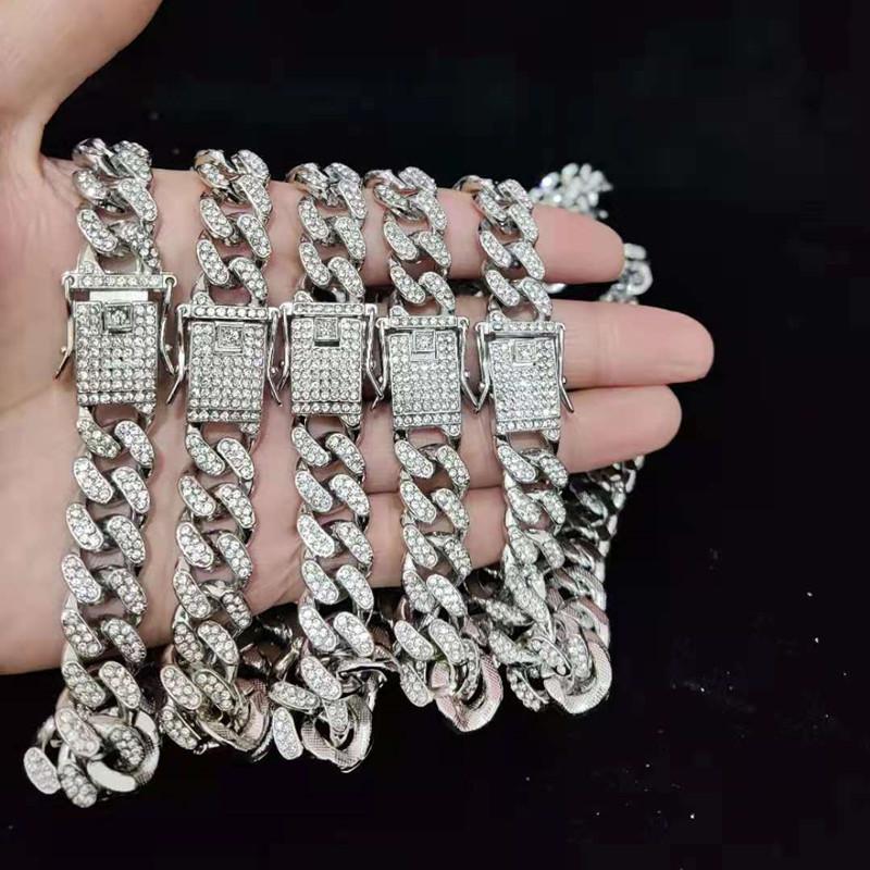 Men Women Hip Hop Iced Out Bling Chain Necklace High Quality 13mm Width Miami Cuban Chain HipHop Necklaces Fashion Jewelry