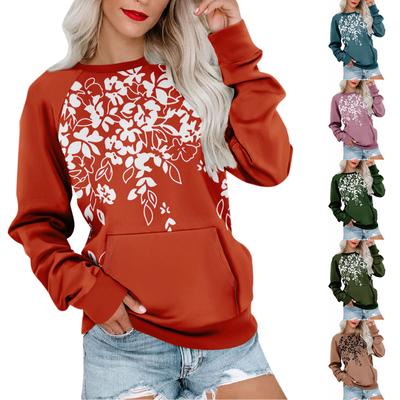 Womens Long Sleeve Sweatshirt Casual Crewneck Cute Pullover Tops Printing Lightweight Sweatshirt With Pocket