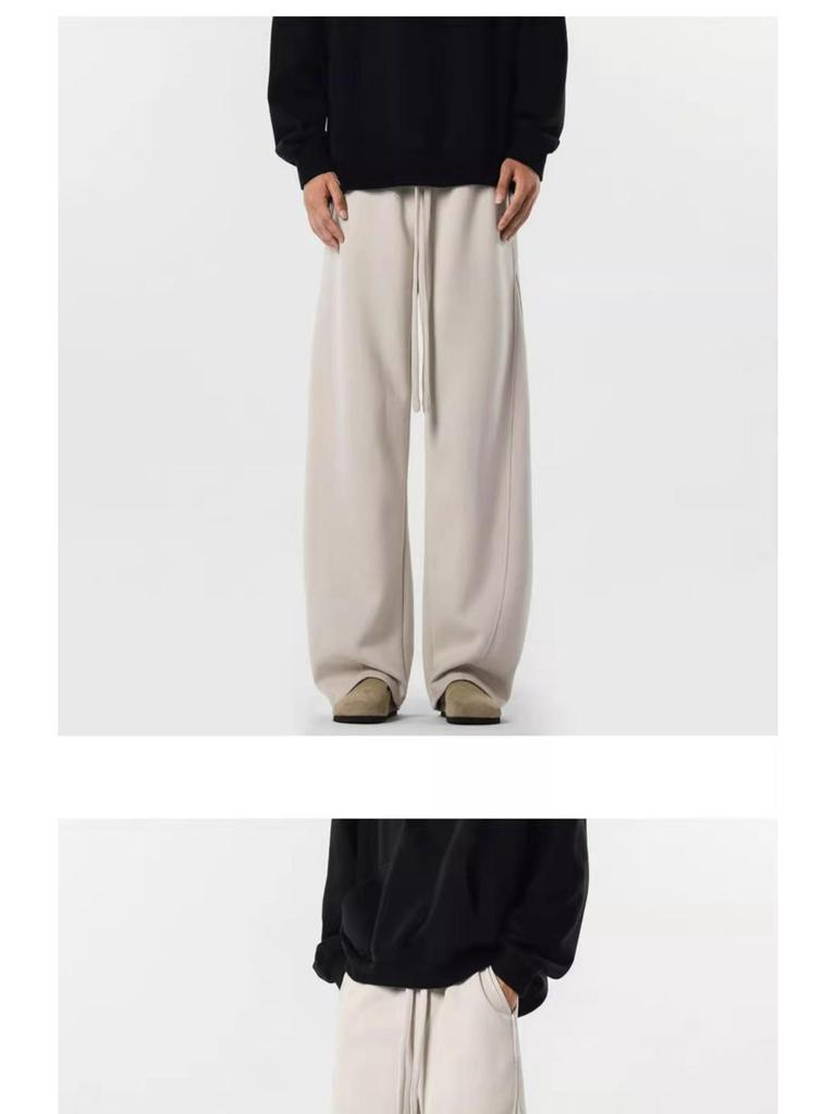 Black Machete Men's Wide-Leg Sweatpants – Autumn/Winter Drape Style, CleanFit Casual Trousers