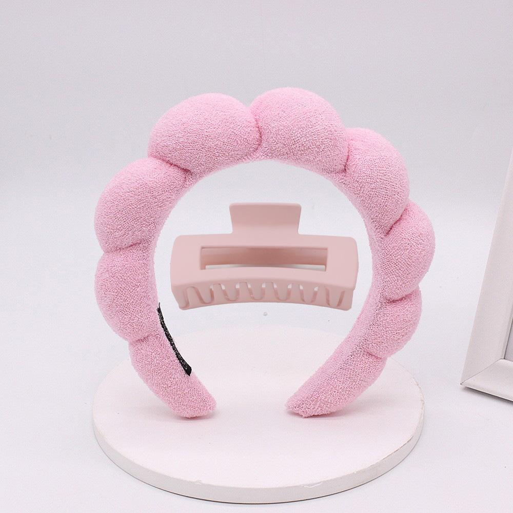 2PCS Spa Headband for Washing Face Hair Clips Set Sponge Makeup Headbands Hair Claw Clips for Women Hair Accessories