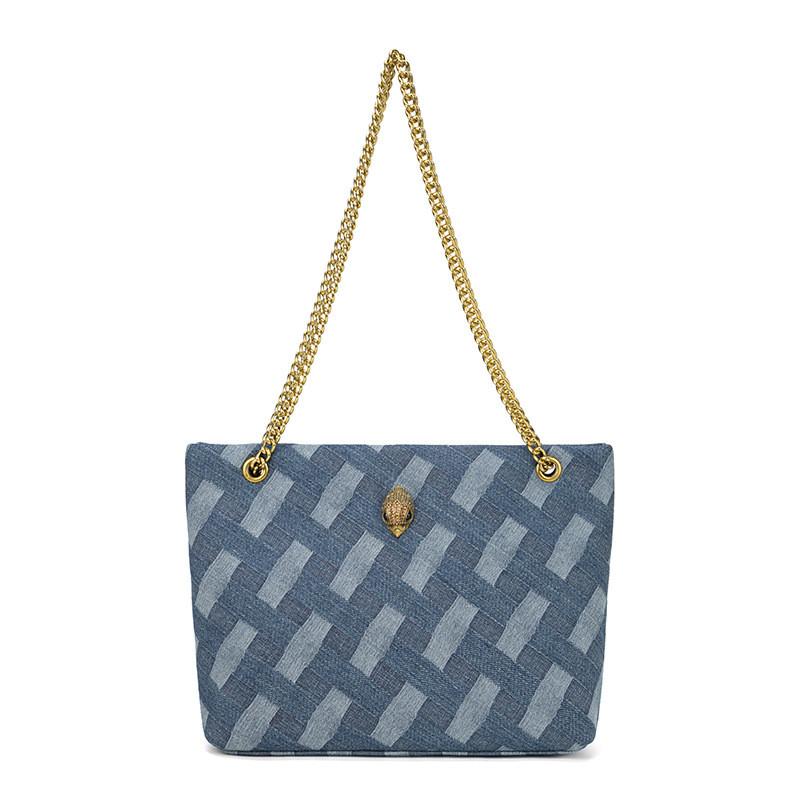 Trendy Denim Crossbody Bag With Chain Strap And Stylish Letter Print For Daily Use