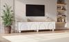 180*40*45cm TV Cabinet with 4 Cabinets, TV Cabinet with 6 Ball-Foot Metal Legs, Suitable for TVs around 80 Inches, Wood Color+White