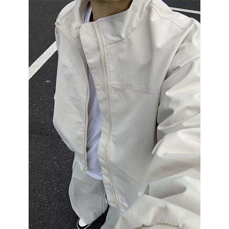 Cleanfit Men's Autumn Stand-Up Collar Windbreaker: Hard-Wearing American Trendy Short Work Jacket