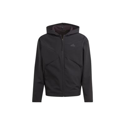 City Escape Full-Zip Hoodie Solid Color Logo Sports Casual Jacket Men Outerwear Black IJ6092