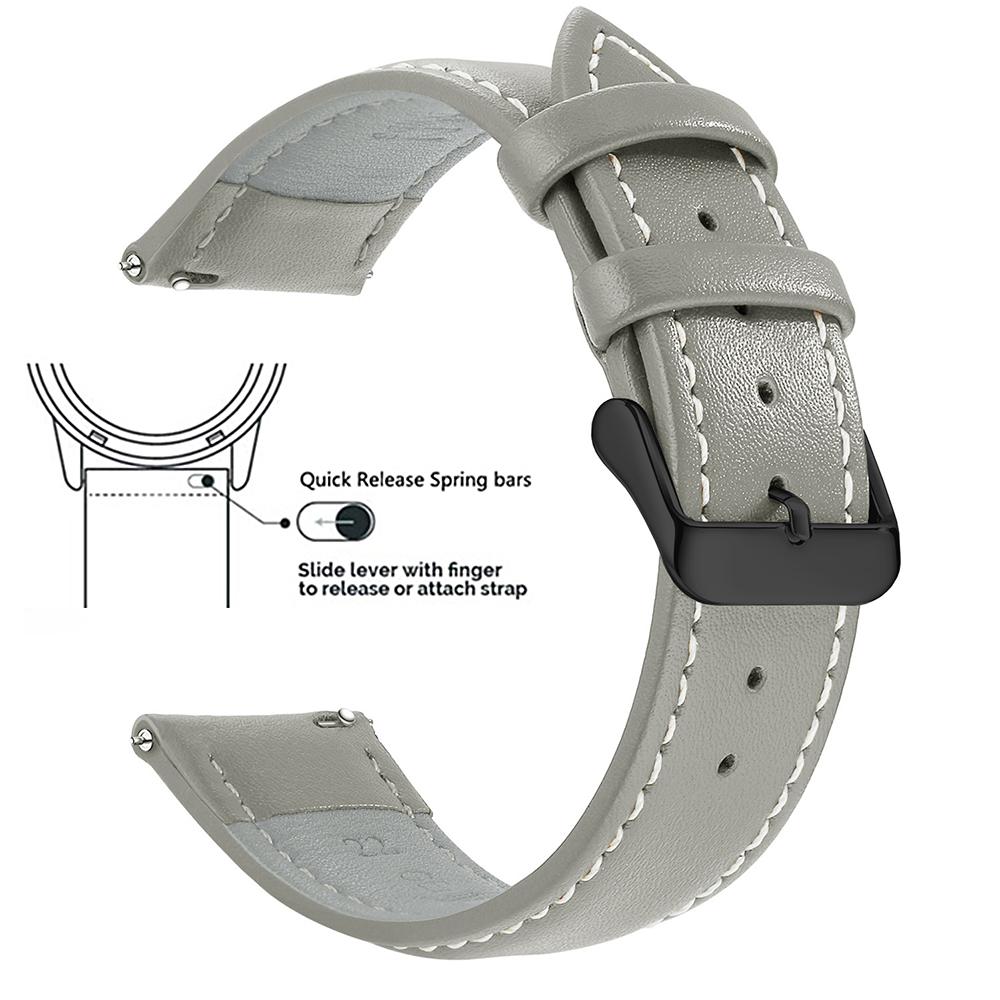 Echtes Lederarmband aus Narbenleder, Schnellverschluss 18mm/20mm/22mm Uhrenarmbänder, Passend für Samsung Galaxy Watch, Garmin Huawei Watch