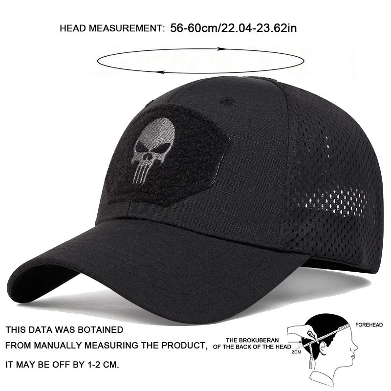 Unisex Skull Embroidery Baseball Net Caps Spring Summer Outdoor Adjustable Casual Hats Dad Hat Sunscreen Hat