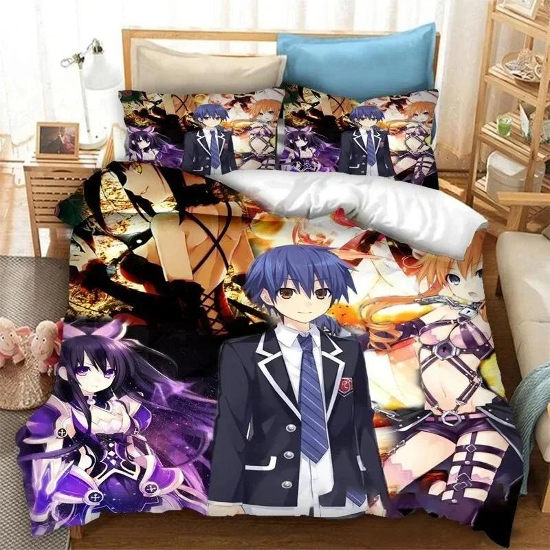 3D Print Anime Date A Live Comfortable Duvet Quilt Cover Pillowcase Bedding Set Children Bedroom Decoration Home Textile