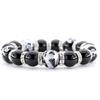 4A prayer silver carving dragon 14mm onyx paulownia box amulet for good natural stone [Sekki] beads, bracelet, included, luck, [b011]