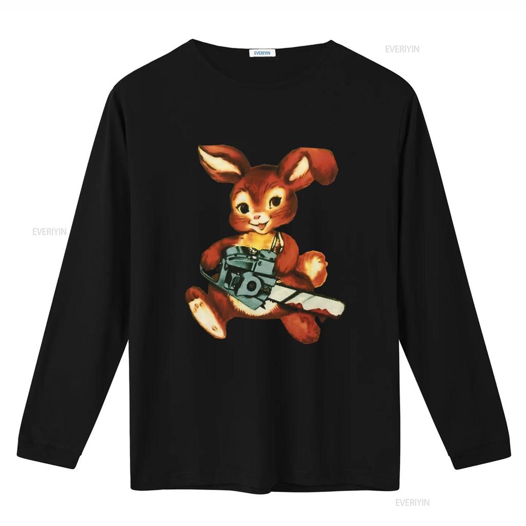 Chainsaw Bunny Funny Freaky T Shirt for Adults Unique Design Any Size Available vintage Washed homme Comfortable Casual Stylish