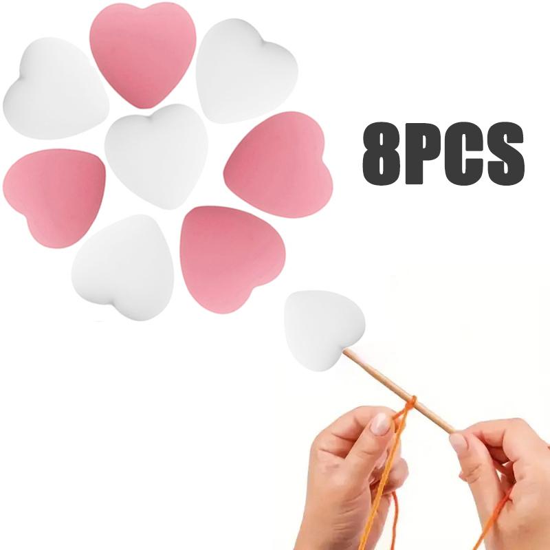 8/10/12PCS Multicolor Heart Stitch Needle Tips Stoppers Silicone Knitting Needle End Caps Cute Knitting Needle Point Protectors