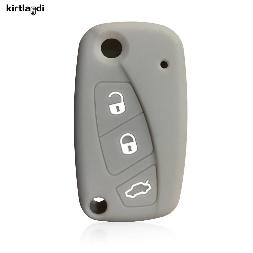 Soft Silicone Key Holder Cover For Fiat Grande Punto Panda Lancia Stilo Bravo 500 Ducato 3Buttons Filp Folding Car Accessories