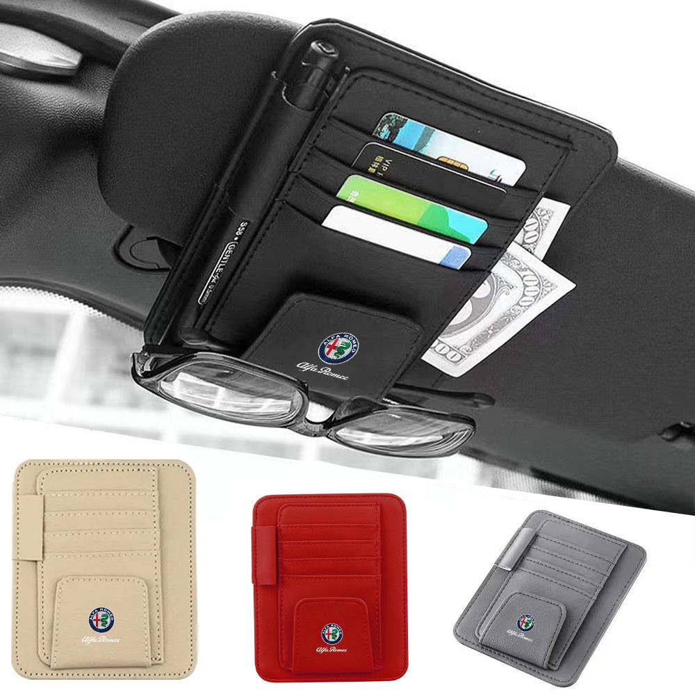 Car Sun Visor Organizer Multi-Pocket Card Glasses Storage Holder for Alfa Romeo AlfaRomeo Giulietta 159 Giulia 147 Mito 156
