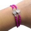 Catholic Cross Finger Chain Double Layer Imitation Pearl Beaded Wrist Chain Cross Rosary Bracelet for Women and Girls