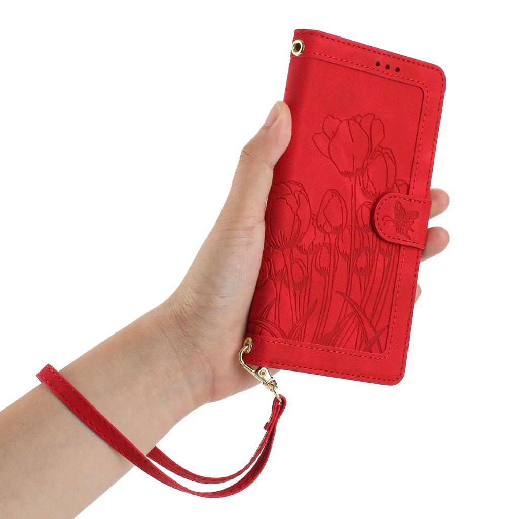 For iPhone Air Case Tulip Leather Phone Cover with 5 Card Slots Wallet