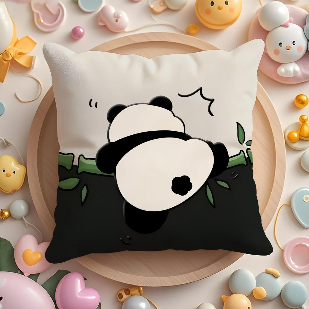 Lovely Panda Pillow Case Short Plush Double-Sided Printing Home Machine Washable In Warm Winter Cushion Cover