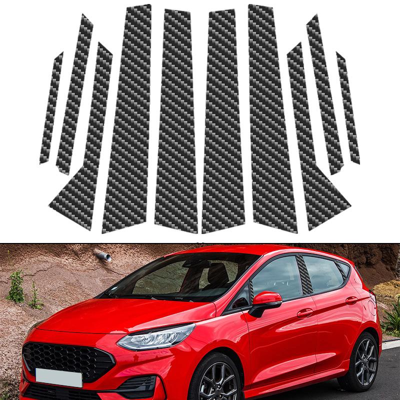 Passend für Ford Fiesta 2008-2019 Autozubehör 10 Stück Säulenverkleidungen Türfenster Zierleistenabdeckung Aufkleber Autoteile Außen