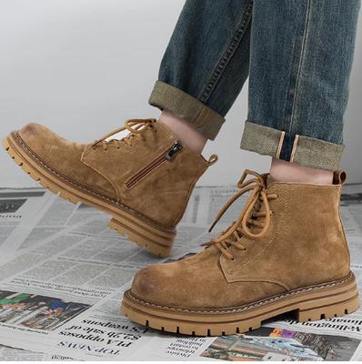 2025 Horúci výpredaj Ankle Boots so strednou podporou zo semišu pre mužov Nový britský štýl Vonkajšie Veľké žlté topánky Pracovné topánky Módne topánky pre mužov