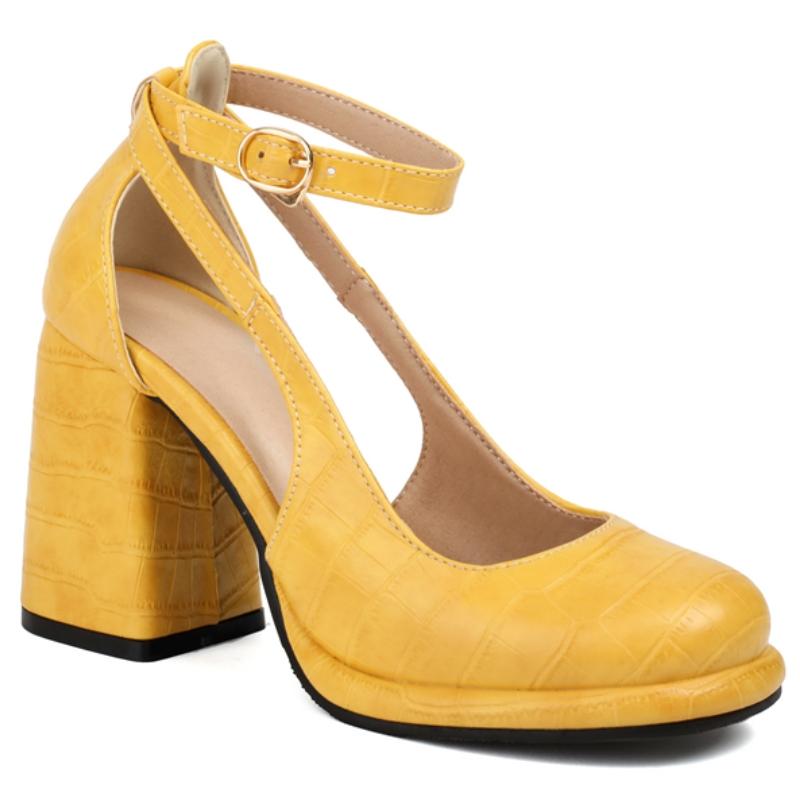 

Туфли-лодочки с закрытым носком, красные, на высоком блочном каблуке, женские сандалии, летняя обувь, элегантные, черные, нюдовые, для вечеринки, свадьбы, брендовые 39 жёлтый