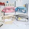 Trousse Mare Capacitate Strat Dublu Interior Transparent Închidere cu Fermoar Impermeabil Depozitare Obiecte Geantă Depozitare Creioane PVC Container Papetărie Birou