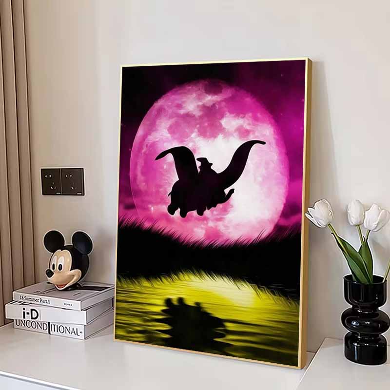 Disney Diamond Painting Dumbo Moonlit Silhouette Theme Illustration 5D Full Diamond Art Mosaic DIY Embroidery Cartoon Wall Decoration