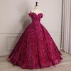 Cross-border Shiny Pitaya Puffy Skirt Wedding & Evening Gown