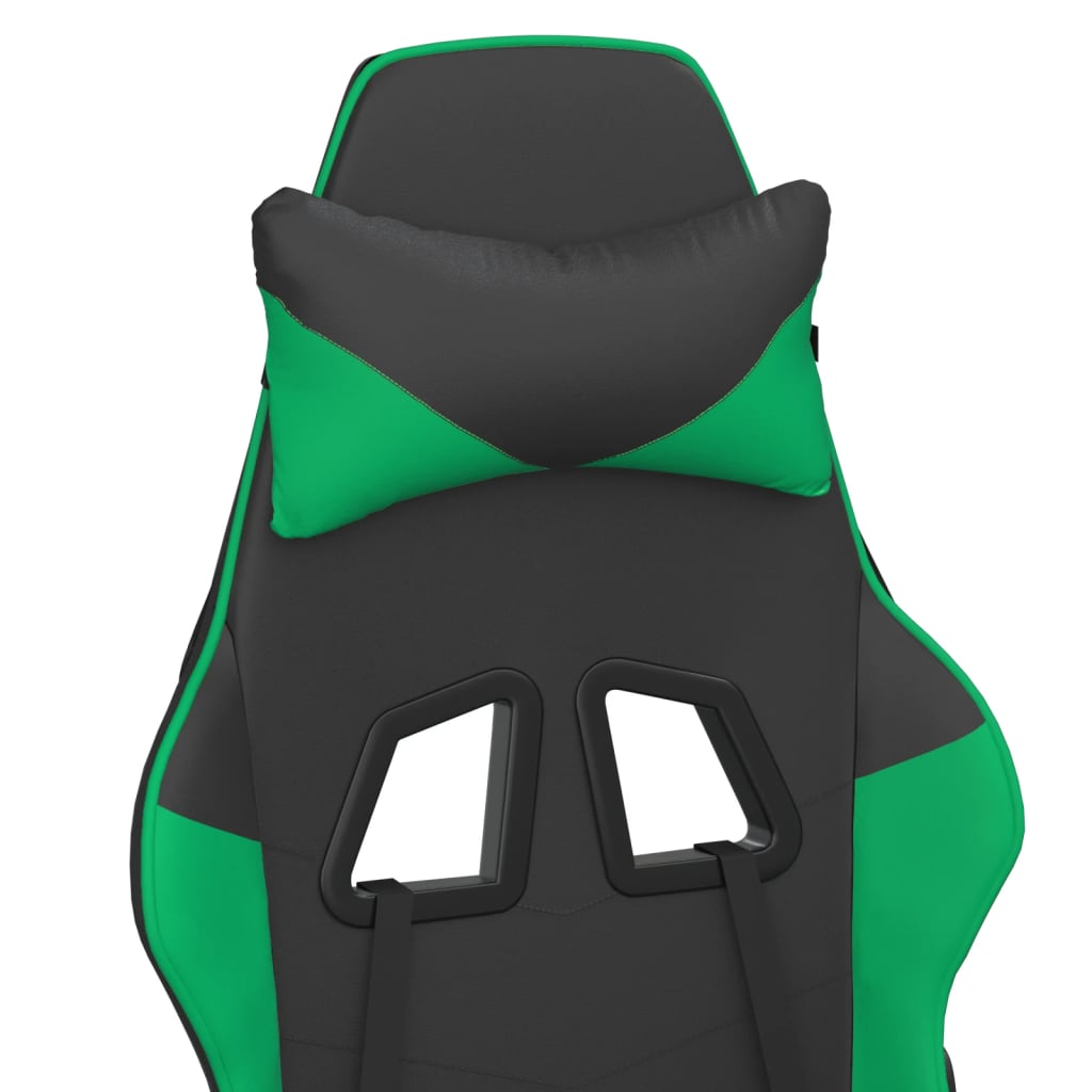 Gaming Chair with Massage Function Black and Green Artificial Leather