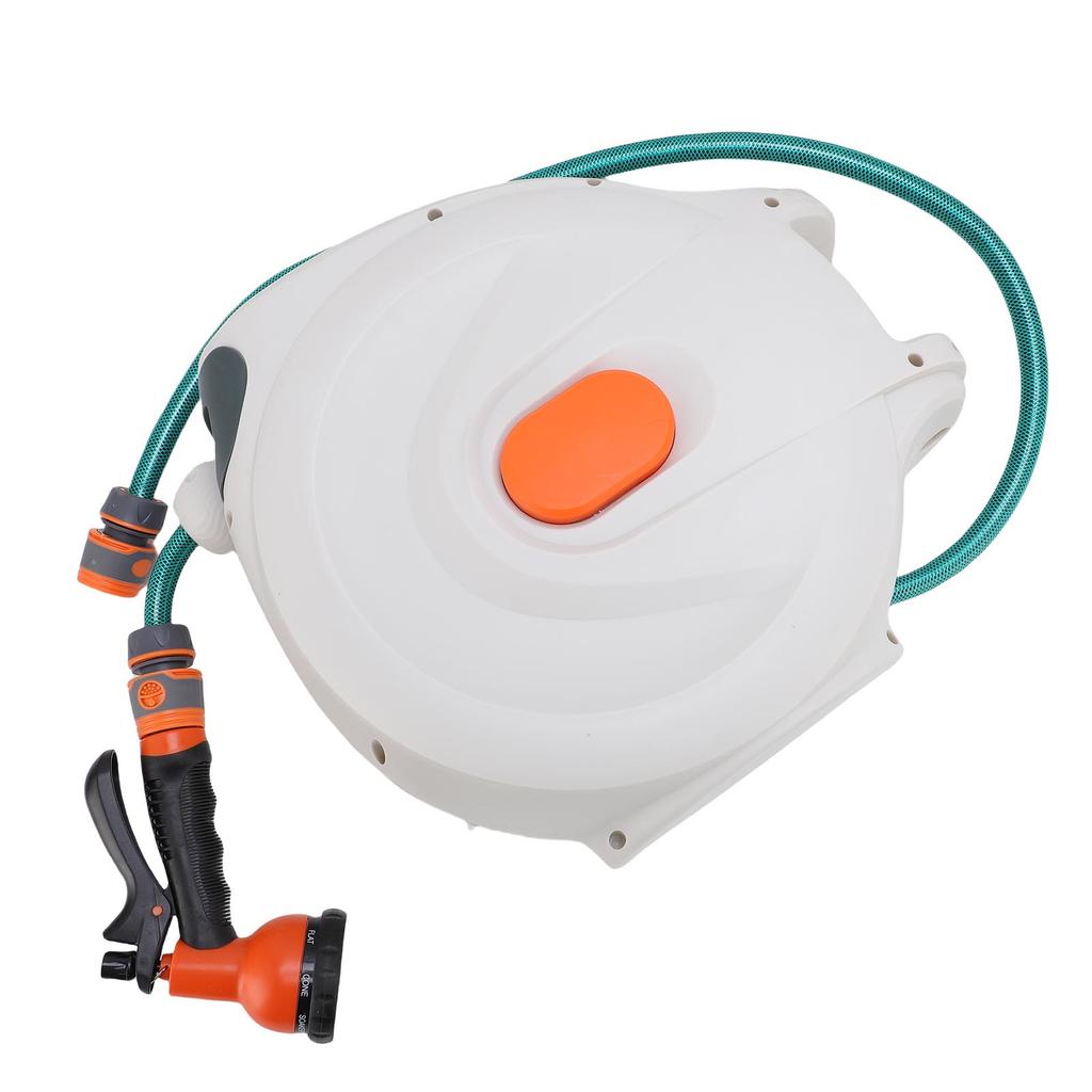 Garden Hose Reel Auto Rewind Retractable Any Length Lock Water Hose Reel with Sprayer for Washing Car Cleaning 20m