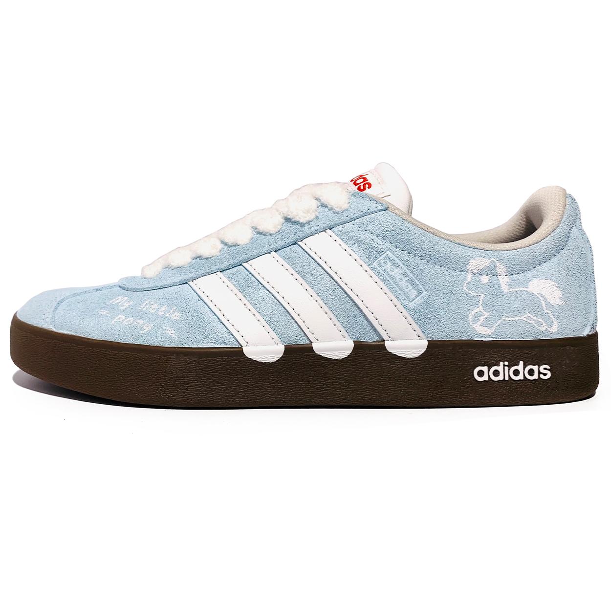 Adidas Vl Court Classic Abrasion Resistant Abrasion Resistant Low top Skateboard Shoes Unisex Pure Blue JS3003(Team417-) 35⅔