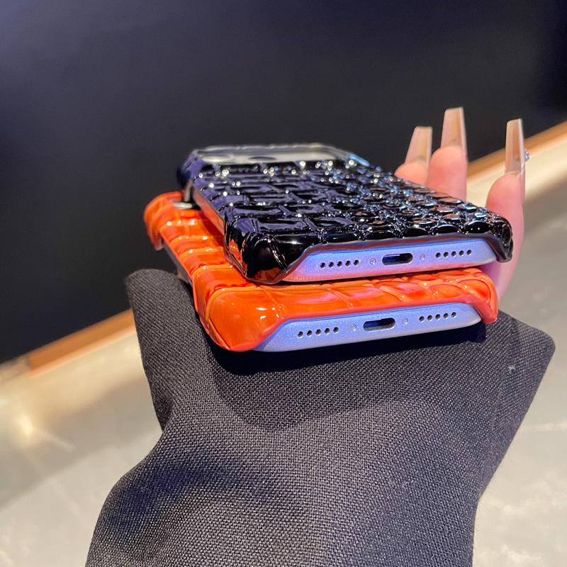 Solid Color Crocodile Pattern Case for IPhone 17 16 15 14 13 Pro Max 17 Air Half Pack Hard Leather Shockproof Back Cover