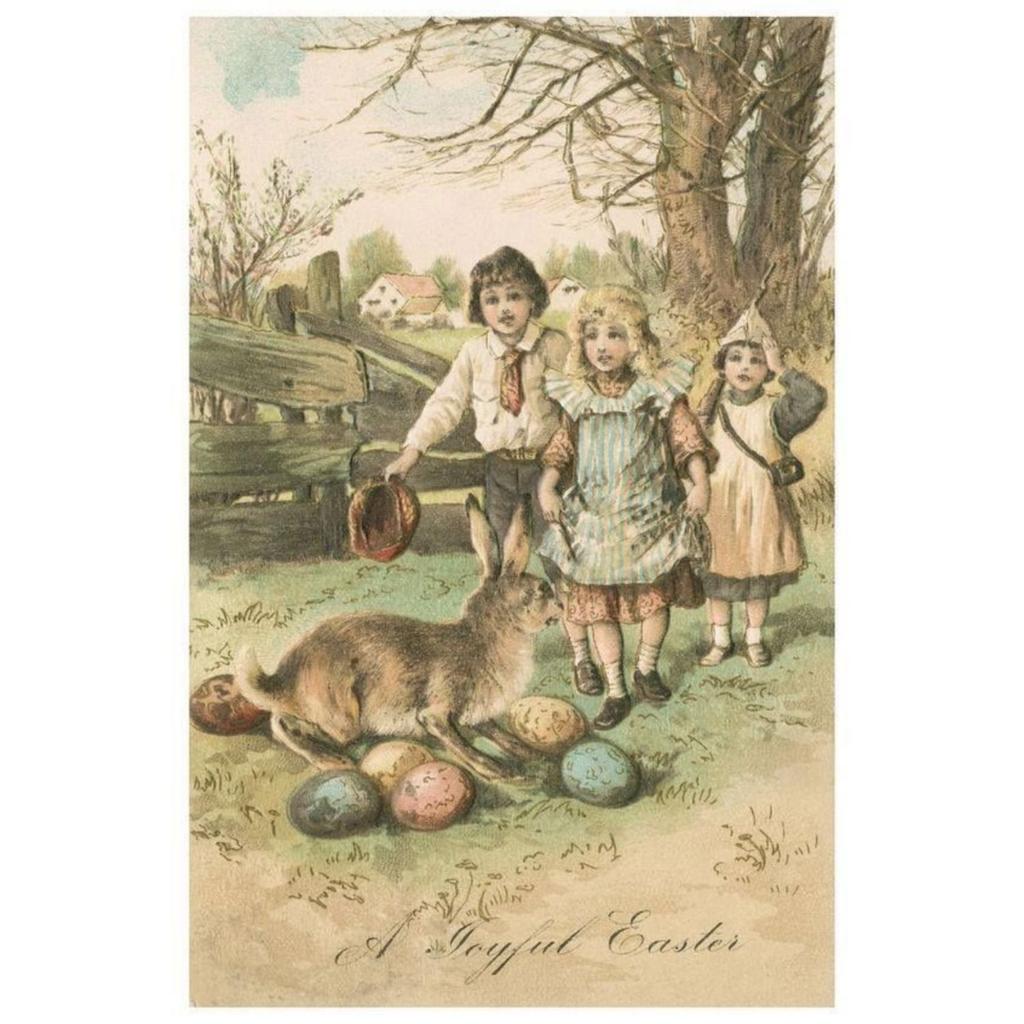 Easter Metal Wall Art Decor Vintage Cartoon Bunny Rabbit Rustic Tin Sign Home