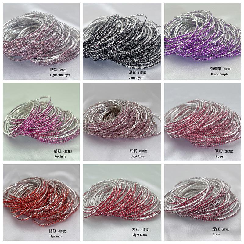 1Pcs Single Row Cubic Zirconia Tennis Bracelet Silver Color Elastic Bangle for Women Multi Layered Wearing Streetwear Jewelry