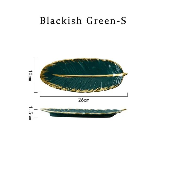 Nordic Ceramic Feather Plate Banana Leaf Tableware Fruit Snack Tray Kitchen Home Decoration Accessories Dinner Sushi Cake Plate