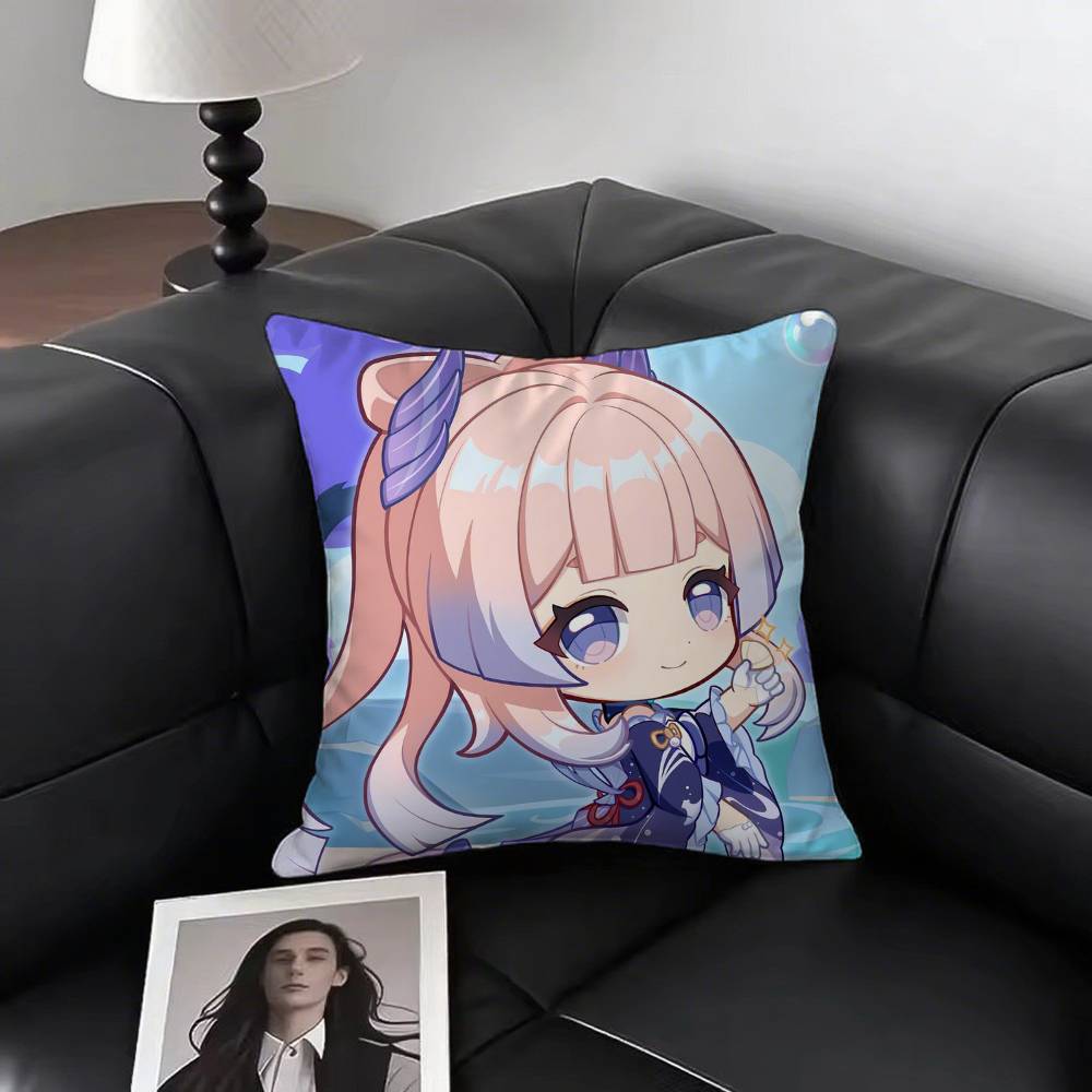 1pc Sangonomiya Kokomi And Sea Genshin Impact Pillow Case Fashion Square Pillowcase Bedroom Sofa Room Ins Decoration Leisure