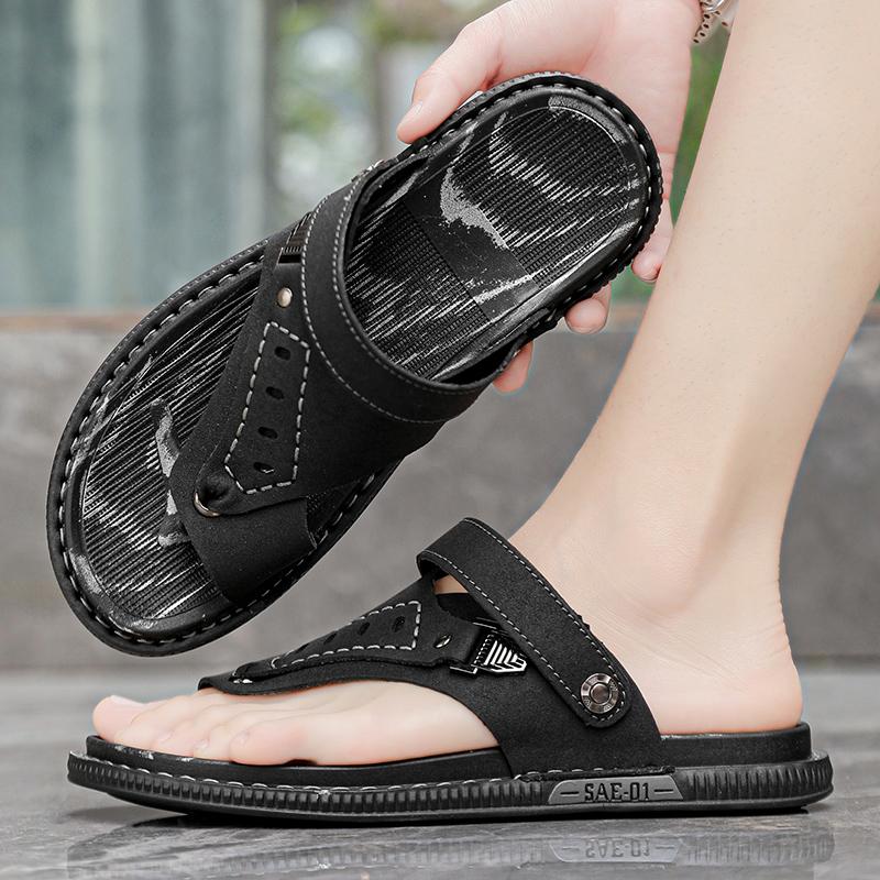 Fashion 2024 New Leather Boy Wading Shoes Male Outdoor Luxury Sandals Big Size 38-46 Summer Cool Men Sandals Casual Designer Beach Shoes