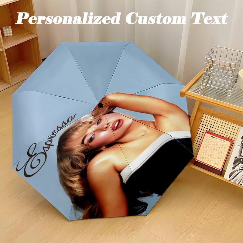 Portable Auto Folding Umbrella,Sabrina Carpenter 8 Rib Waterproof Umbrella For Camping Commute