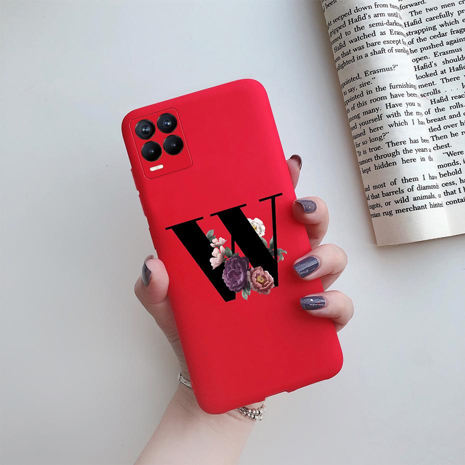 For Realme 8 Pro Case Silicon Soft Letter Monogram Flowers Phone back cover For Oppo Realme8 4G RMX3085 Realme 8 Pro Bumper Case