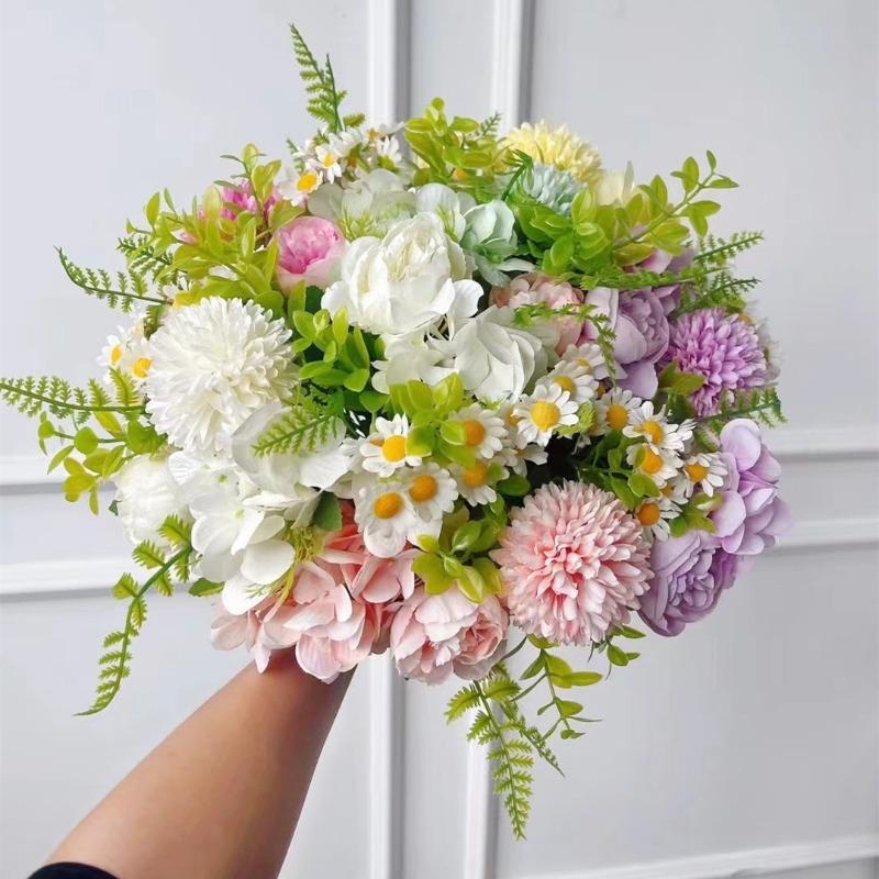 Artificial Flowers, 7-pronged Artificial Flowers, Peony Bouquets, Plastic Flowers, Daisies, Silk Fabric Flowers, Dried Flowers, Home Decoration