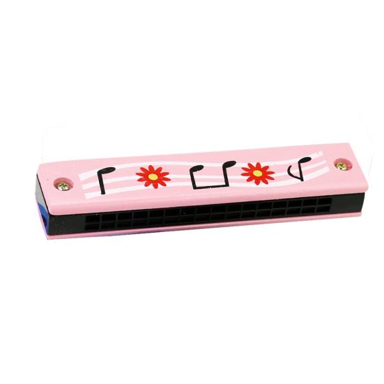 Wooden 16 Hole Fruit Pattern Harmonica Musical Instrument Educational Kids Toy