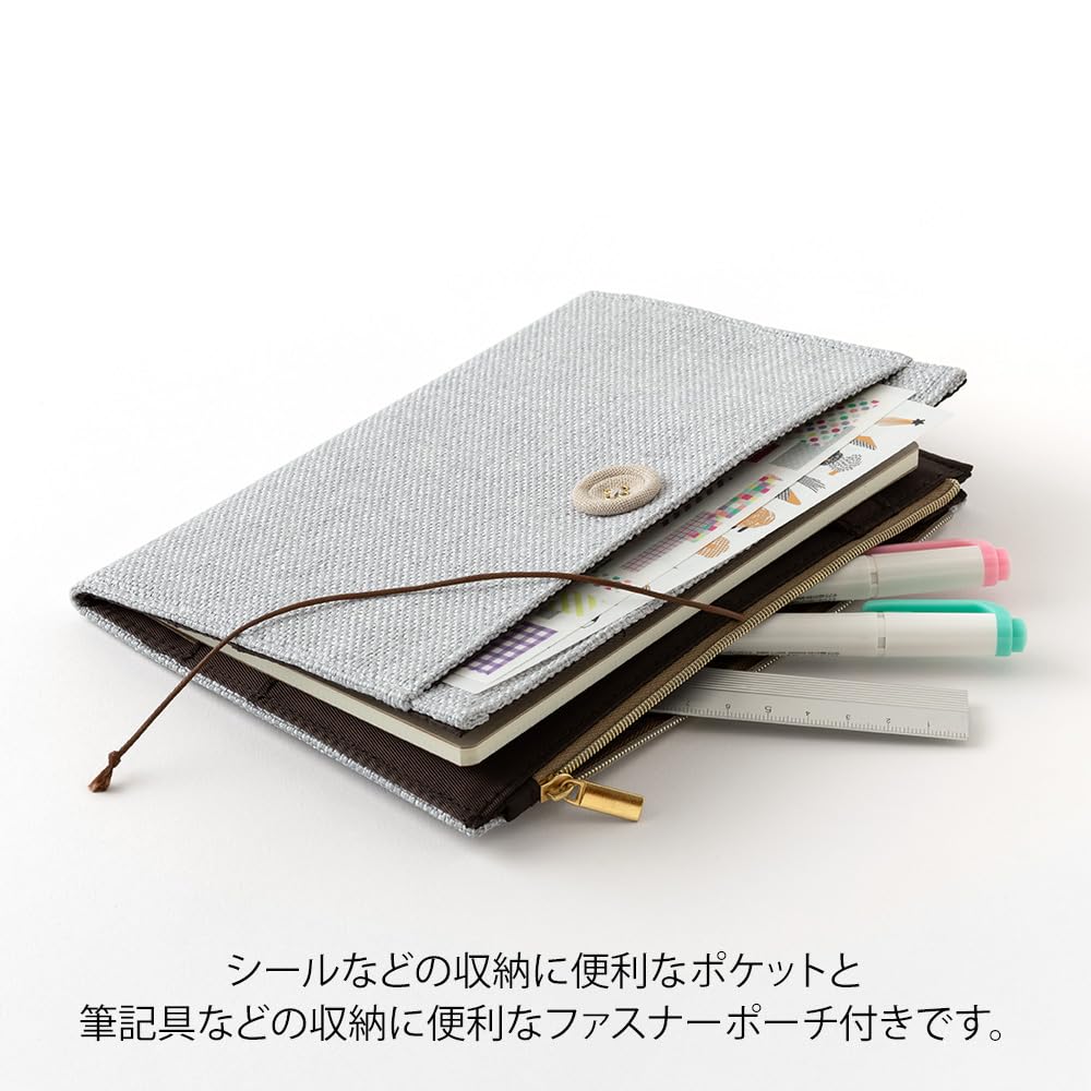 Midori Laid-Back Notebook Cover, Fabric, B6, Gray, 15369006