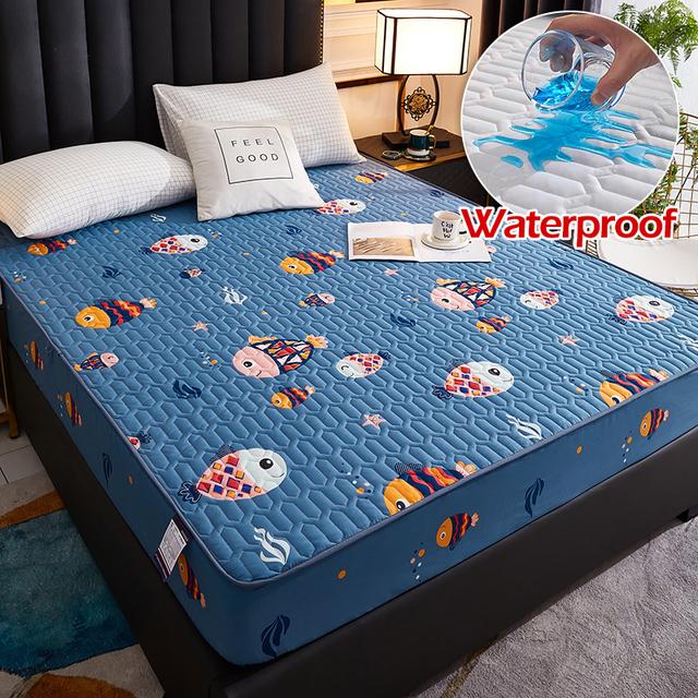 

Водонепроницаемая простыня с рисунком из мультфильма, покрывало на резинке с нескользящей простыней для кровати размера «king size» 150x200